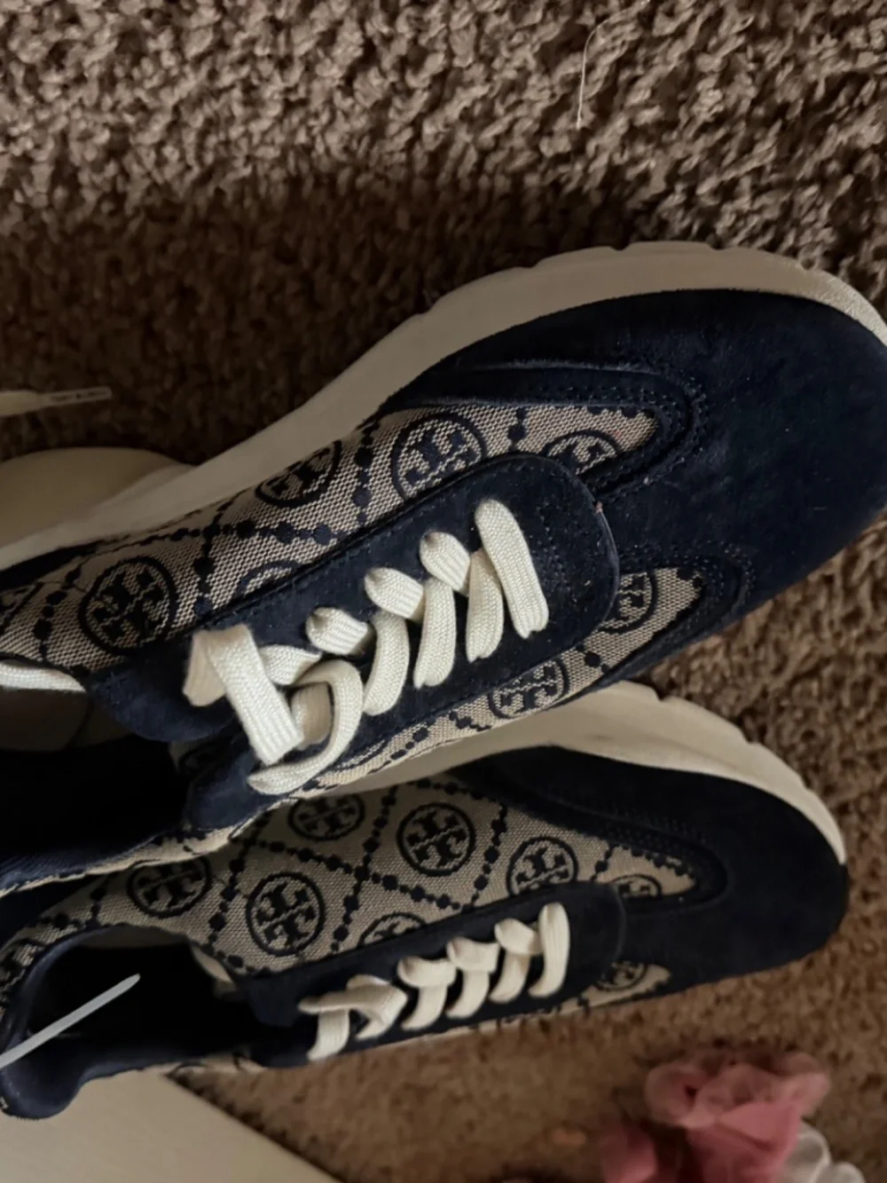 Tory Burch Suede Graphic Print Chunky Sneakers